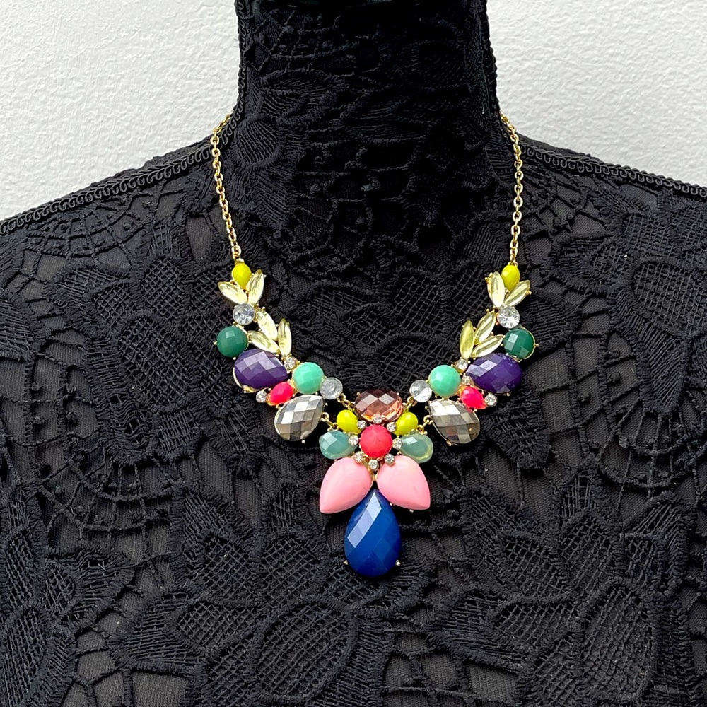Laila Rowe multicolored rhinestones statement necklace
